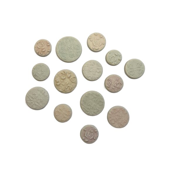 14 Magnets Floral Rose Lace Handmade Polymer Clay Multicolor Muted Pastel - Picture 2 of 8